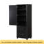 Grande armoire de rangement pour salle de bain, armoire de rangement autoportante avec deux tiroirs et tablette réglable, panneau de fibres à densité moyenne avec finition peinte, noir-901230110