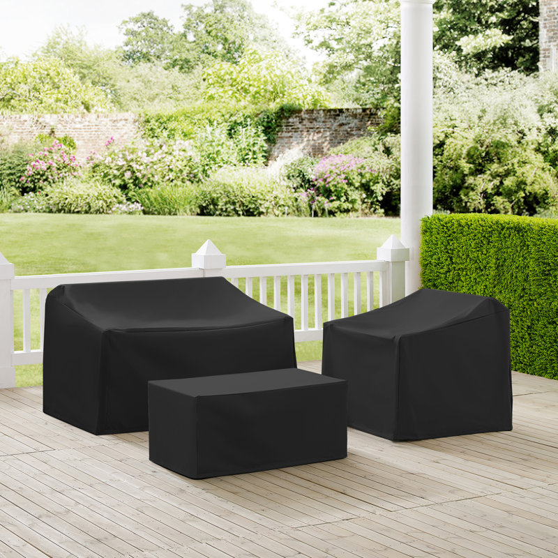 Outdoor Conversation Set Cover, 30" H x 58" W x 36.5" D, Black