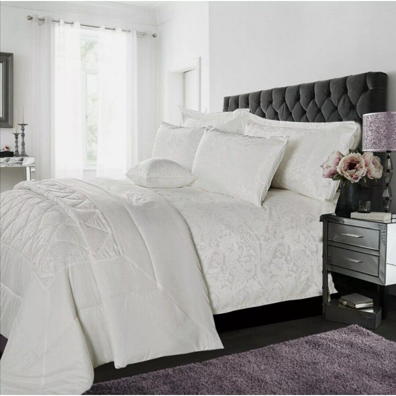 Sabelina Floral Bedspread with Pillow Shams, 250 x 250 cm, White