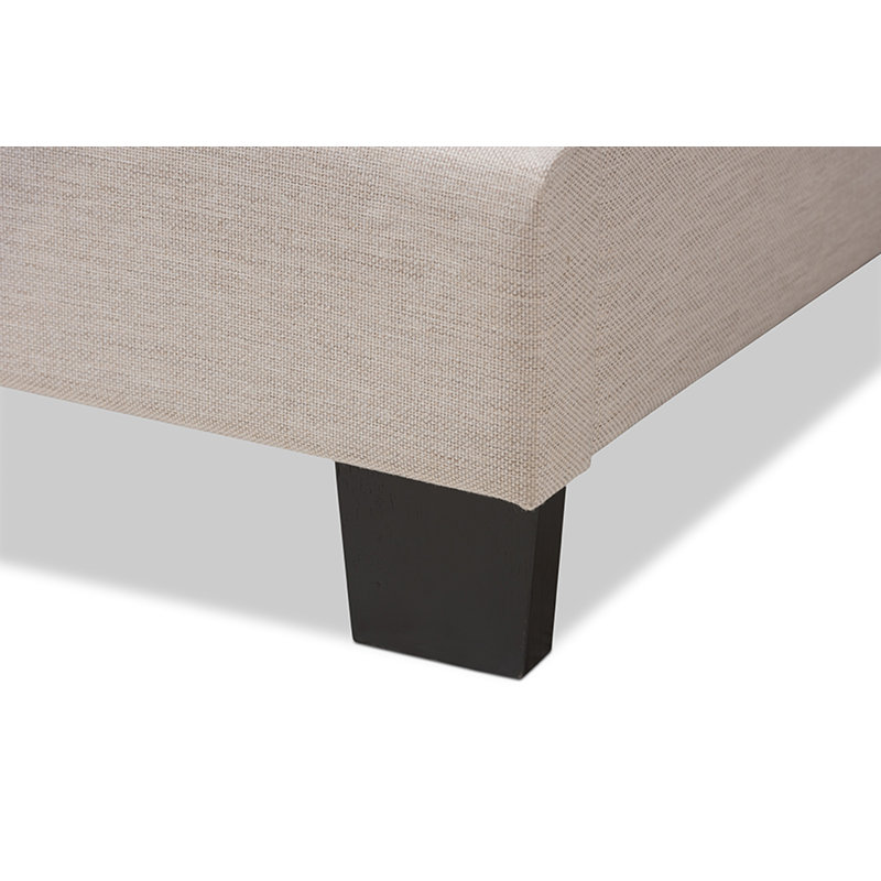Lit tapissier capitonné standard Aganlane, Beige clair, Double