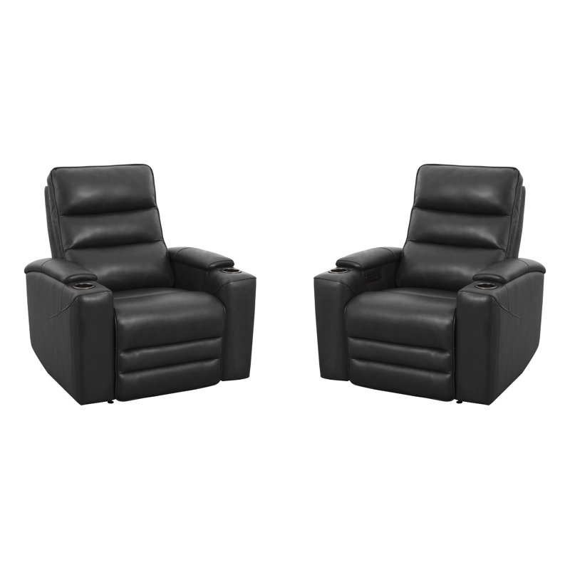 Gardeis Power Zero Gravity Recliner Two Pack, Black Top Grain Leather
