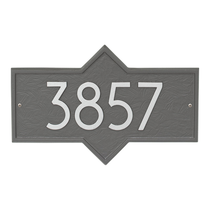 Plaque d'adresse murale personnalisée 1 ligne Hampton, Étain/Argent, Oui