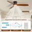 Ventilateur de plafond encastré moderne à 3 pales de 52 po en ABS moderne avec lumière, télécommande / APP, noir, convient à toute pièce-1817163704