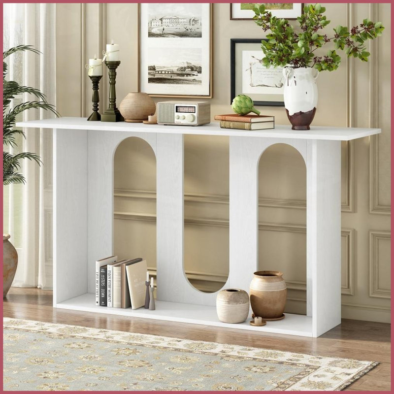 Table basse moderne en placage de frêne courbé pour le couloir du salon, facile à assembler avec rangement supplémentaire