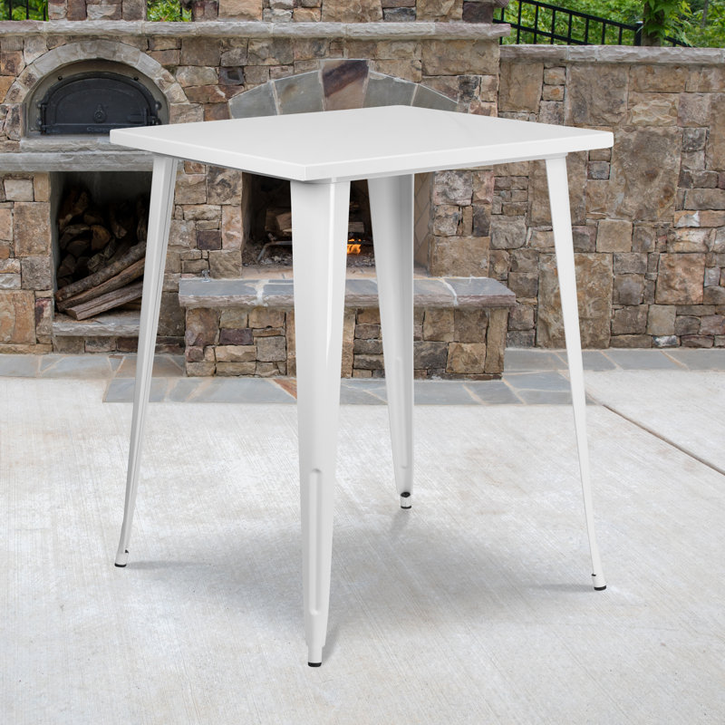 Table carrée intérieure / extérieure Angeleca, Blanc, l 33,25 po x L 33,25 po x H 40,75 po