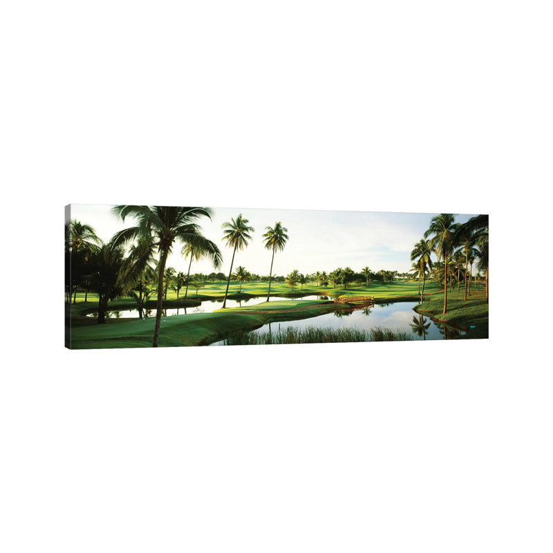 Golf Course Palm Trees At Isla Navadad Resort In Manzanillo, Colima, Mexico by Panoramic Images - Wrapped Canvas Panoramic Print