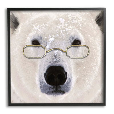 Snowy Polar Bear Glasses by Karen Smith - Floater Frame Graphic Art on Wood -  Stupell Industries, au-255_fr_17x17