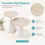 Ensemble de 2 tables basses rondes, plateau de table en travertin avec base en acier, table basse multifonctionnelle (blanc)
