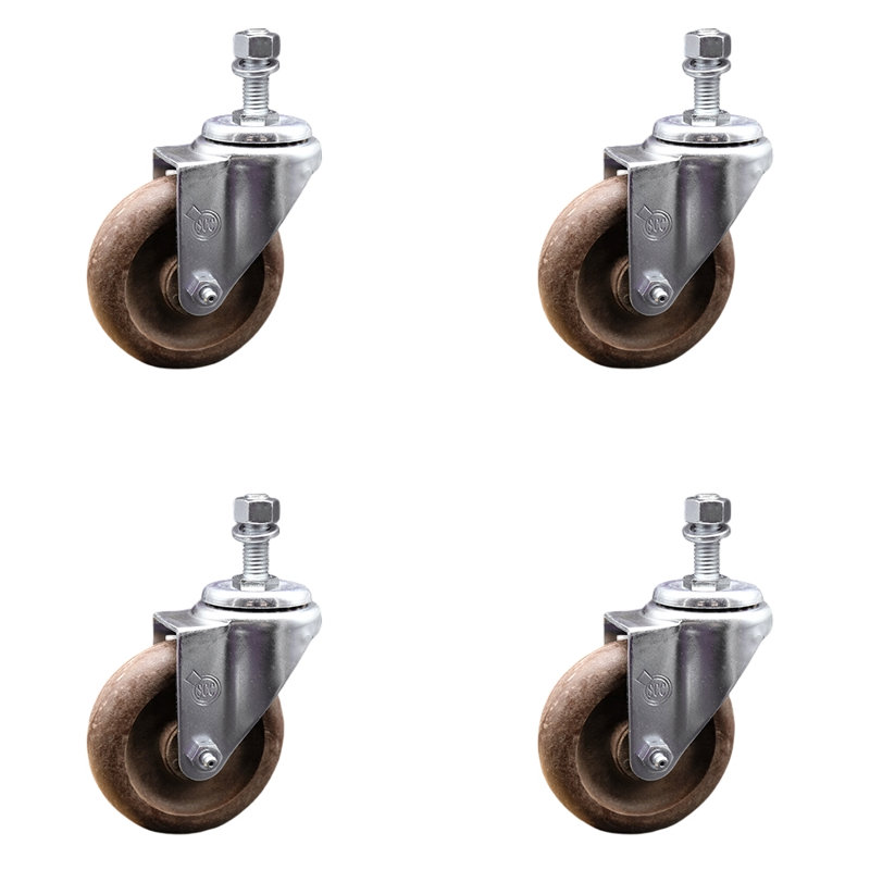 Ensemble de roulettes à tige filetée 4 po