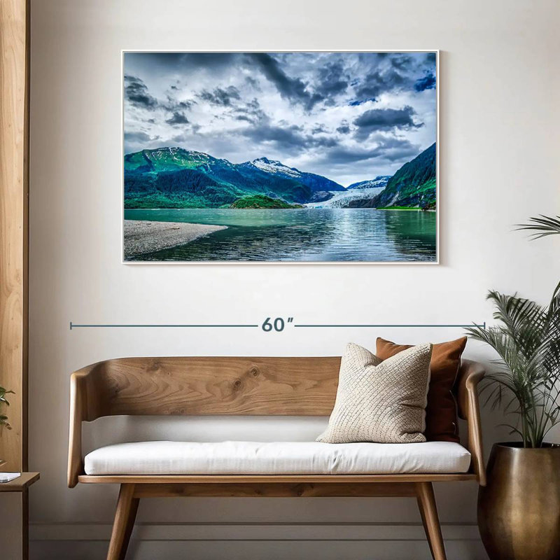 Alaska Mountain Scene, Floating Frame White, 46" X 31"