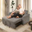 Shortridge 48.5"W 3-In-1 Convertible Linen Sleeper Sofa Bed Pull Out Couch Adjustable Backrest And Pillows-172112577