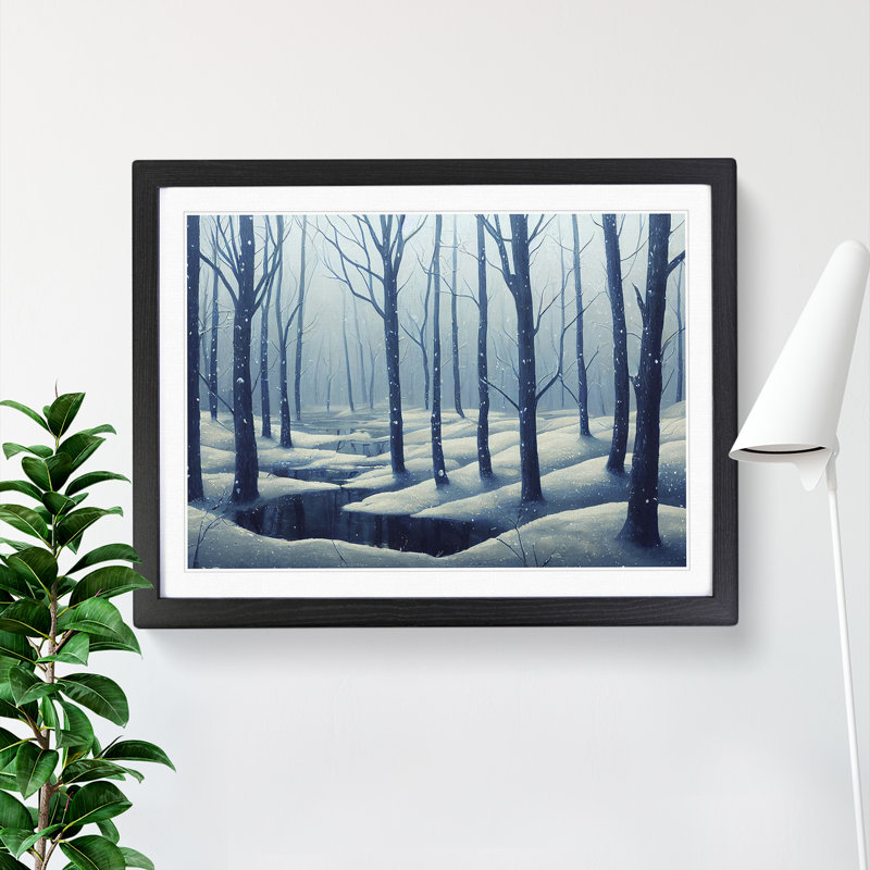 XH1022-10196X Winter Forest Vol.3 1 Piece Single Picture Frame Painting, 46cm H x 64cm W x 2cm D, Black