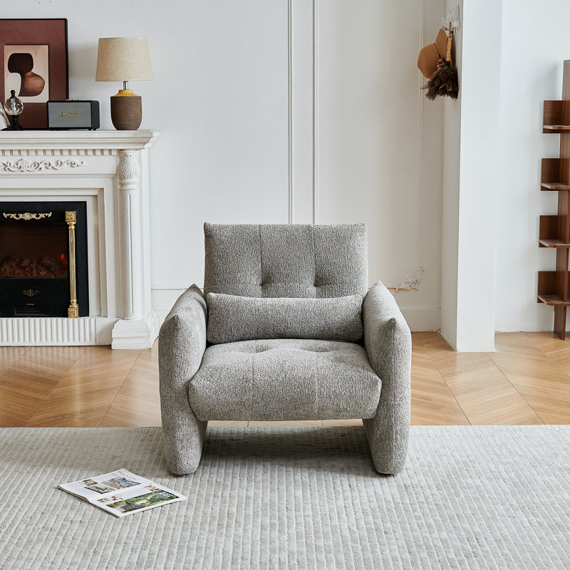 Fauteuil d'appoint moderne capitonné, Gris