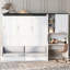 Grand lit avec rangement intégré, bureau et rangement, peu encombrant, couleur blanche, bois et coin salon moelleux pour travailler