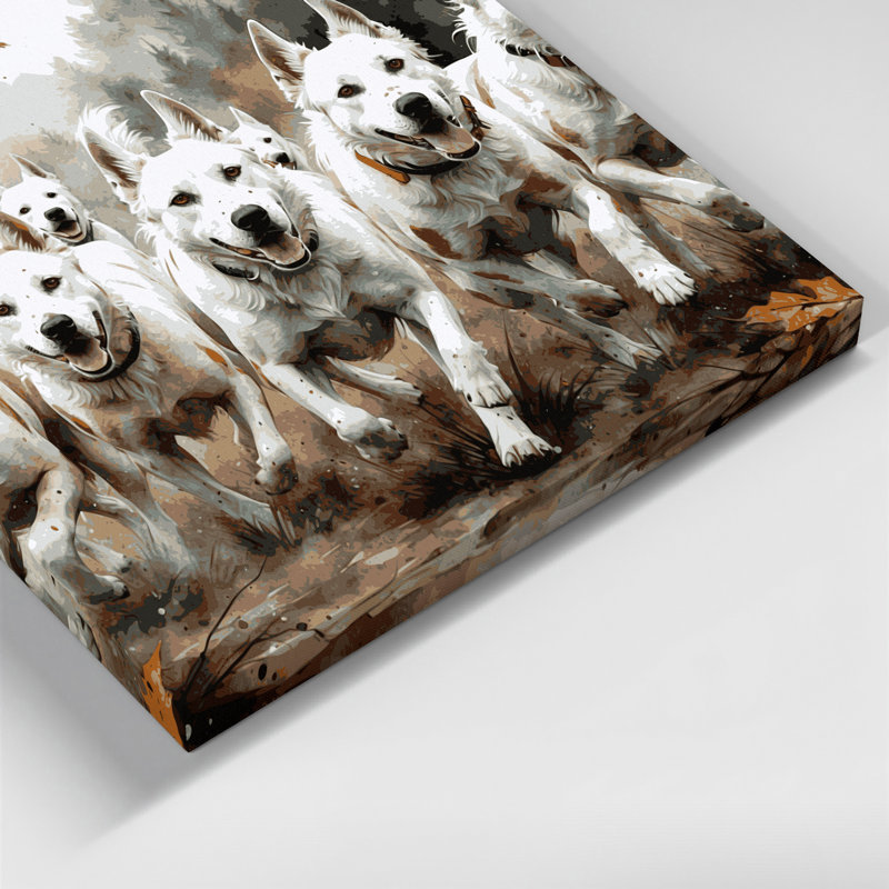Chiens, art mural sur toile gris Kuvasz, 11" H x 14" W