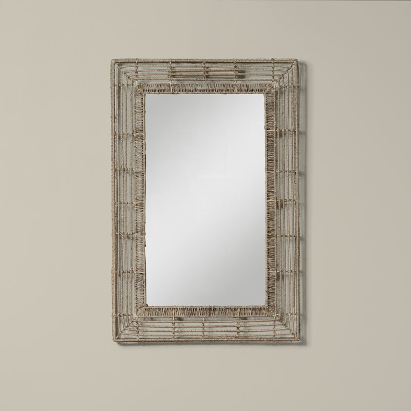 Beehive Flat Jute Beveled Wall Mirror