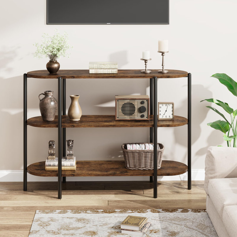 Table de couloir de 47,2 po à 3 niveaux de style industriel avec console en métal à 3 niveaux pour le salon
