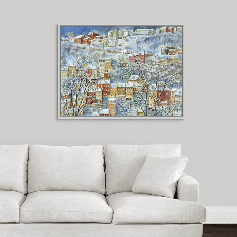 « one wintry night » par jess hager, peinture sur toile, H 30 po x l 40 po x P 1,75 po, Cadre blanc