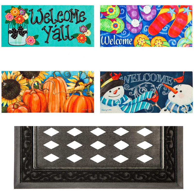 Seasonal Sassafras Decorative Rubber Outdoor Doormat Set
