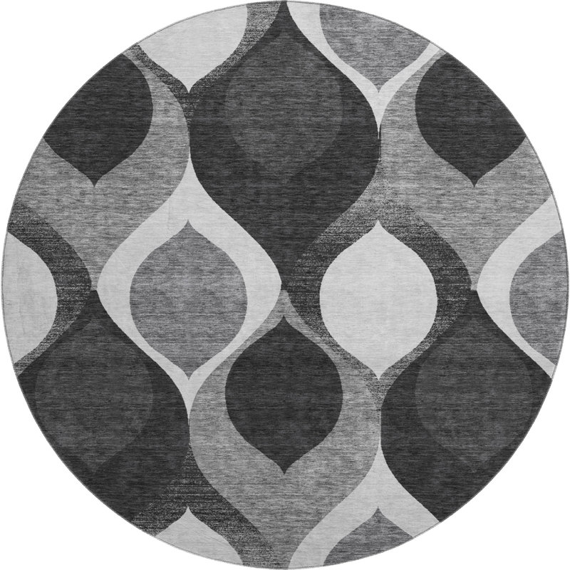 Premium Machine Washable Lisse Black Rug, Round 8'