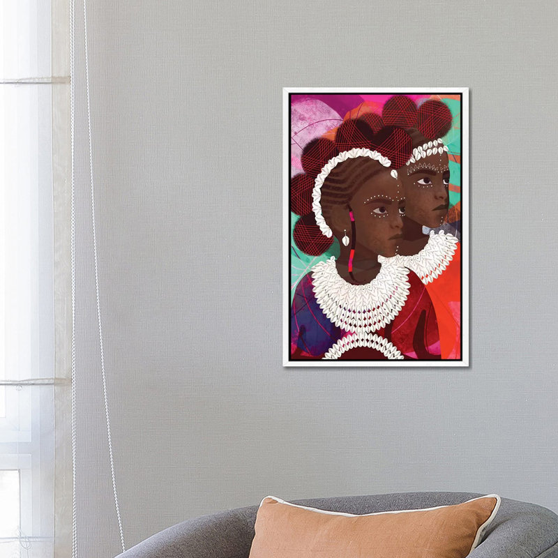 Gemini by Erin K. Robinson - Painting on Canvas, 66.04cm H x 45.72cm W x 3.81cm D, White Framed