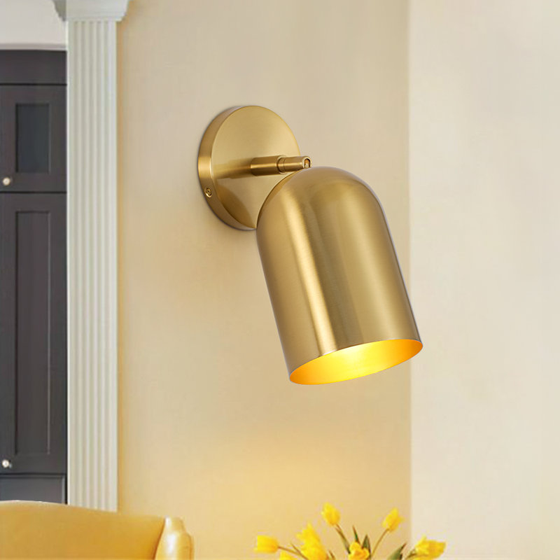 1 - Light Adjustable Armed Dome Cylinder Brass Wall Sconce
