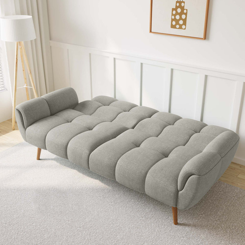 Modern 76.7 in. Flared Arm Linen Rectangle Convertible Sofa