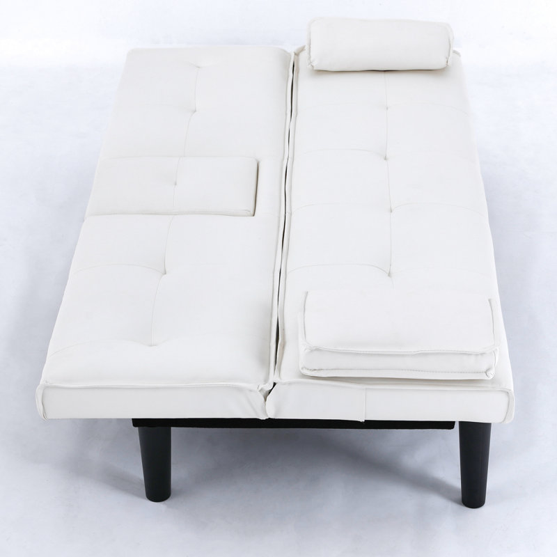 Lit blanc de 67 pouces avec transformation en un clic et rembourrage en éponge pour un porte-gobelet confortable, plusieurs espaces appropriés