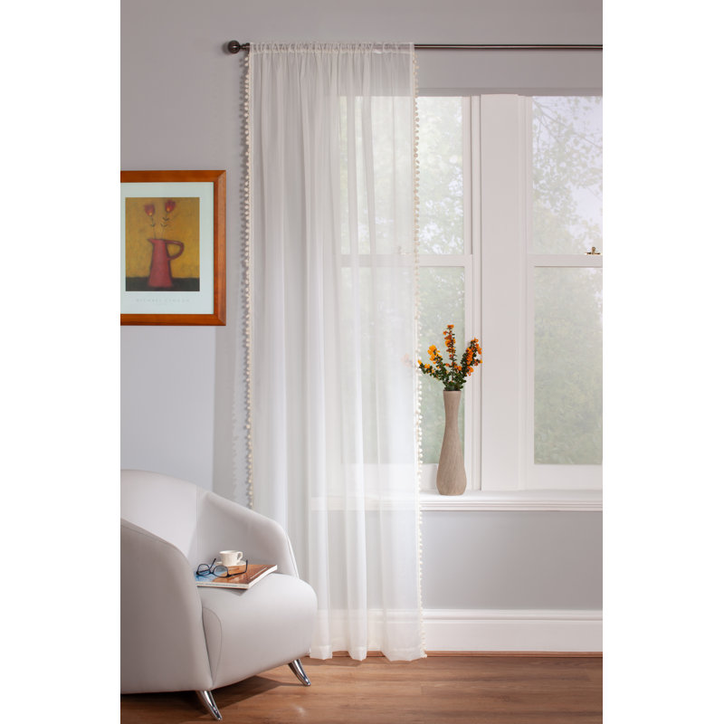 Acel Voile Panel Single Panel, 142 W x 91 D cm, Natural