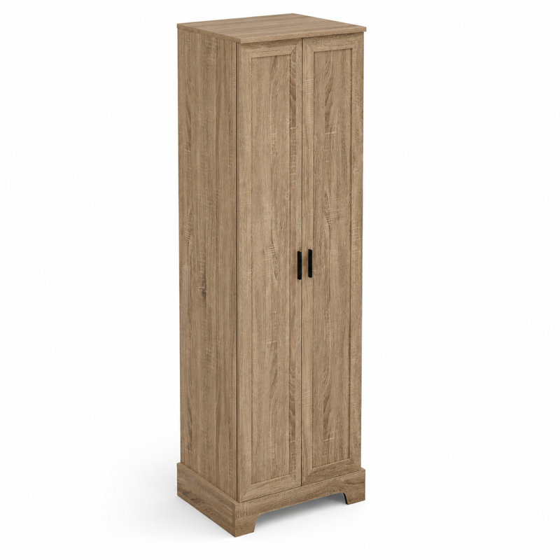 Armoire de rangement simple en bois manufacturé Naber - 2 portes, Brun