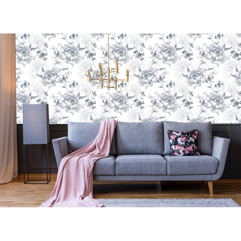 Rouleau de papier peint auto-adhésif L 10 pi x l 24 po Peony