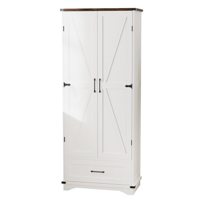 71" Farmhouse Storage Cabinet with 2 Adjustable Shelves & Barn Doors - Rustic Organizer for Kitchen, Bathroom, Laundry Room by Gracie Oaks