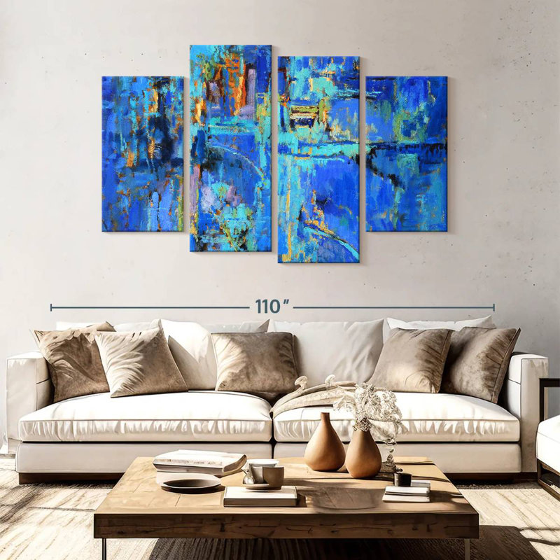 Avery Royal Blue Abstract, 54" H x 84" W