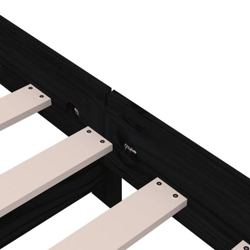 Jigme Solid Wood Bed, 96.5 x 206.5 cm, Black