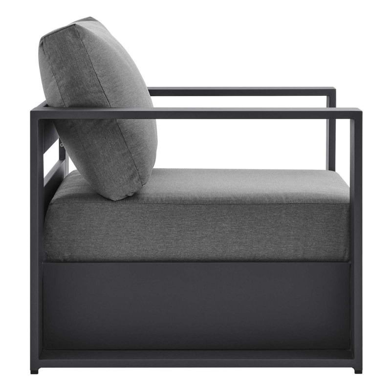 Ensemble de fauteuils d'extérieur en aluminium thermolaqué Tahoe par Modway, Anthracite, gris