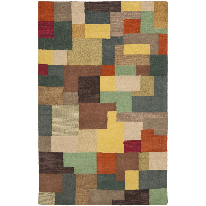 Amier Hand Tufted Wool Geometric Rug, Rectangle 3'6" x 5'6"