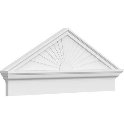 40"W x 16-7/8"H x 2-3/4"P (Pitch 6/12) Peaked Cap Sunburst Architectural Grade PVC Combination Pediment