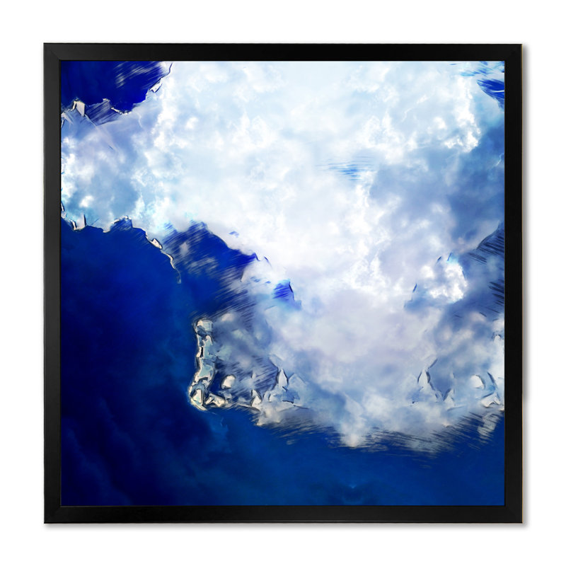 Espace abstrait bleu, Impression noire sur toile encadrée, H 16 po x l 16 po x P 1 po