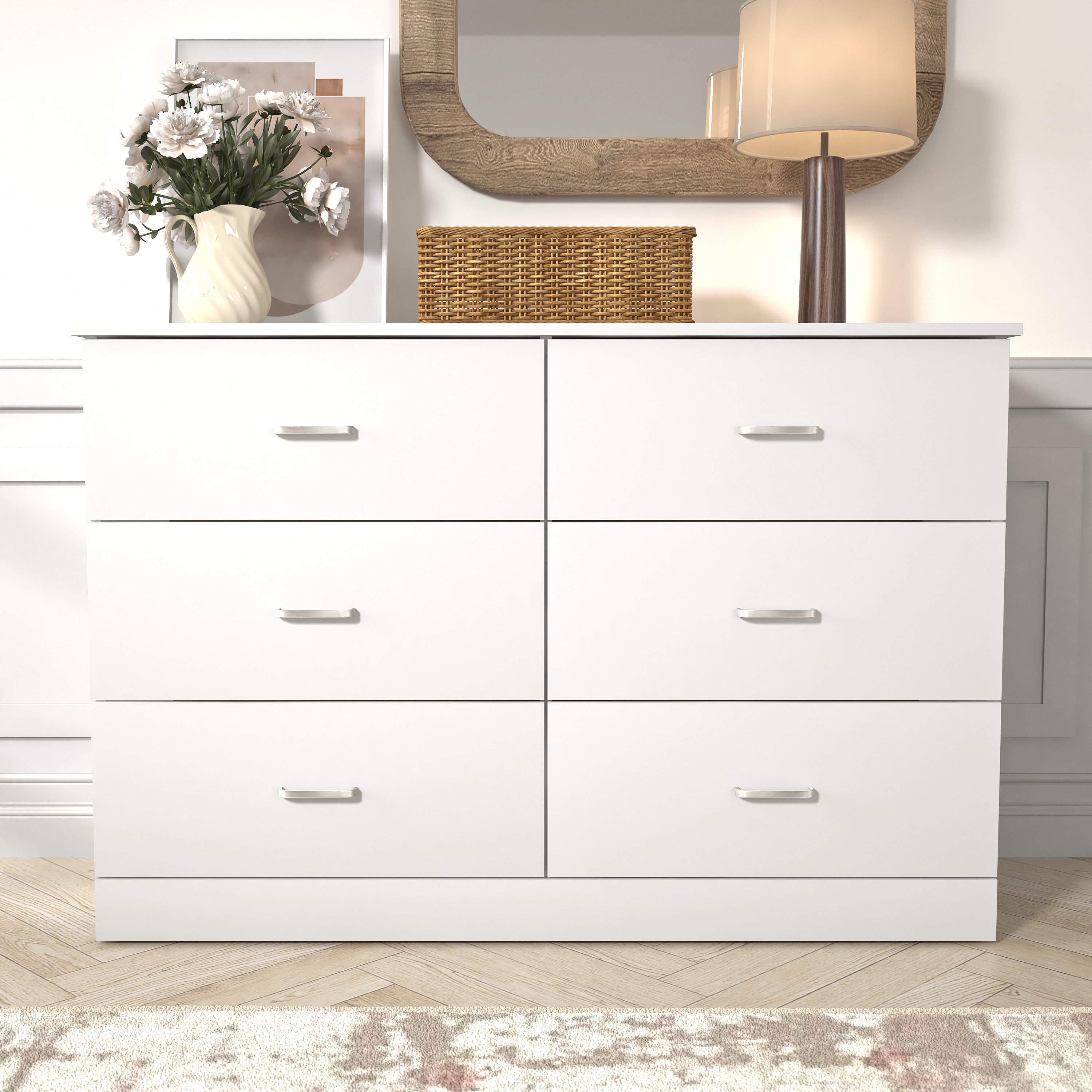 chinese dress ladies Darlington 6 Drawer Dresser Warm White main image 1