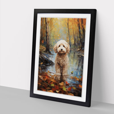 Labradoodle Impressionism - Single Picture Frame Print on Wood