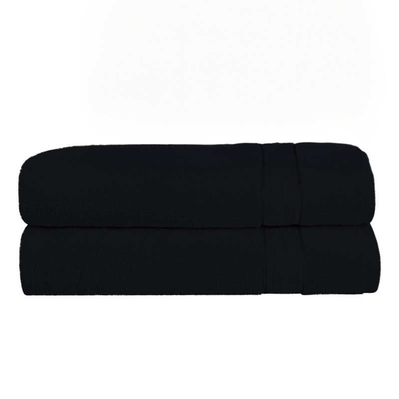 Ringspun Cotton 2-Piece Bath Towel | 600 GSM | 27'' X 54'', Black