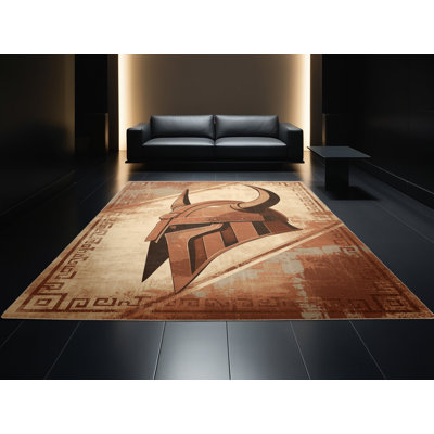 Tapis lavable à la machine de style traditionnel Madiun en brun - reliure beige