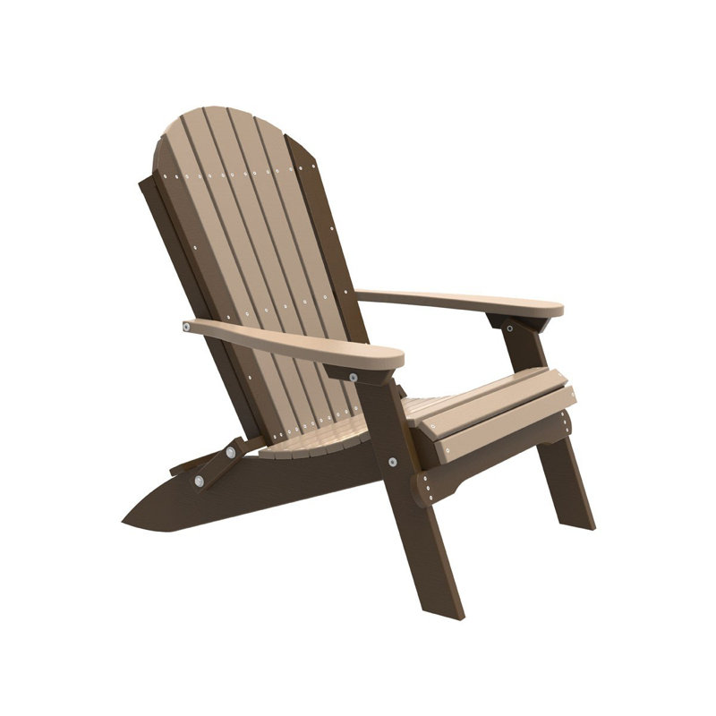 Frederike Foldable Outdoor Adirondack Chair, Weatherwood/Chestnut Brown