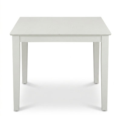 Linen White Rubber Wood Rectangular Dining Table Set 7 Piece 6 Chairs Slatted Back