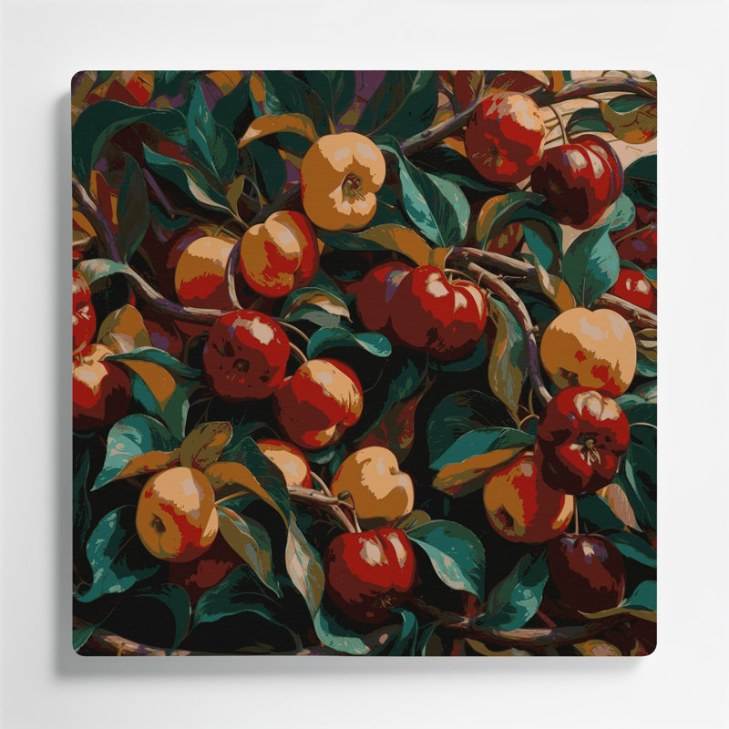 Art mural en métal «Fruit Crabapple» brun, H 12 po x l 12 po