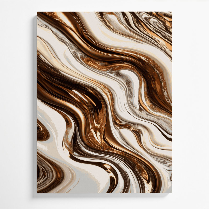 Abstrait art fluide sur toile beige 91, H 14 po x l 11 po