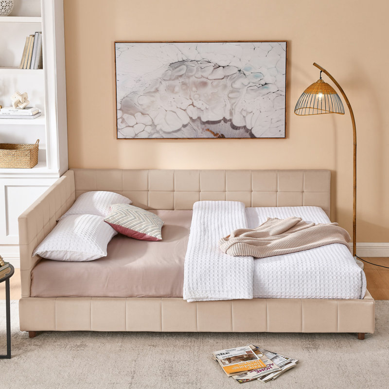 Lit tapissier grand format, texture velours rose, pour une chambre à coucher et un salon de jour luxueux, revêtement, zone de couleur, 85,5 po x 64,5 po x 30,5 po