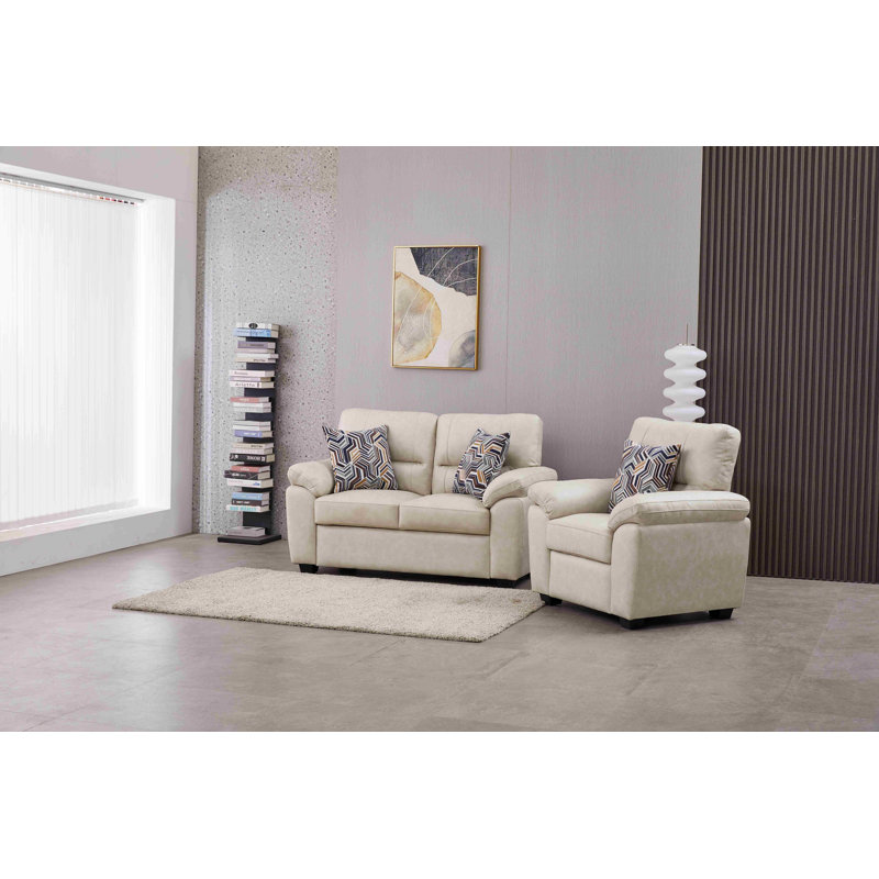 Ensemble de salon 2 pièces en similicuir, Beige