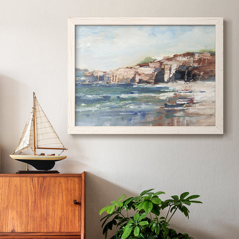 Sea Cliff Study II - Toile tendue avec châssis encadré rustique, Cadre blanc, H 22 po x l 32 po x P 1,5 po