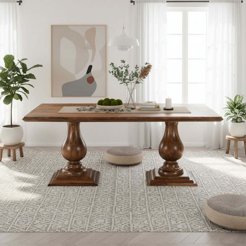 Josiane Solid Wood Dining Table, 42" W x 75" L, Brown